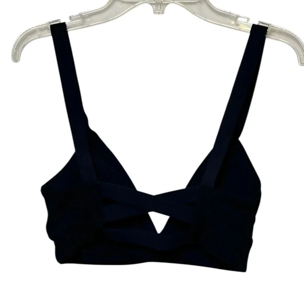L Space Revolve Vera Bikini Top Black Women's Size Small Ribbed Texture